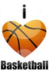 I Love Basketball Text with Heart Shaped Basketball Ball
